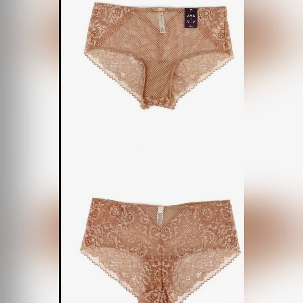 Ava & Viv Honey Beige Women's Lace Hipster Panties 1X NWT